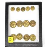Lot, early military buttons, 13 pcs.