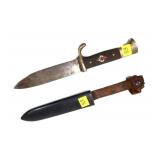 WWII German Hitler Youth knife with motto,