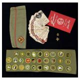 Lot, Boy Scout items, merrit badge sash, hat,