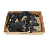 Lot, nylon holsters, small knapp sacks books,