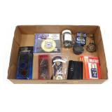 Lot, locks, pocket watch, emblems, Iwojima sand,