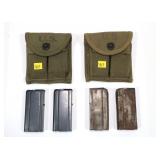 Lot, M1 Carbine mags (4) with U.S. pouches