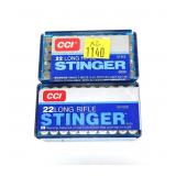 2- Cases of CCI .22 LR Stinger cartridges, 50