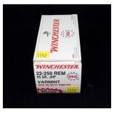 Box of Winchester .22-250 REM 45-grain JHP
