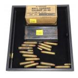 Lot, M1 Carbine mag and box of .30 M1 Ball
