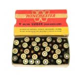 Vintage box of Winchester 9mm Luger 50 Rds.