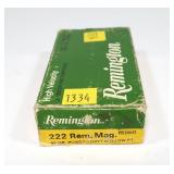 Box of Remington .222 REM Mag 55-grain HP