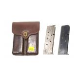 Lot, 2 1911 .45 Auto mags w/U.S. leather pouch