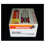 Box of .45 Colt 225-grain silvertip HP cartridges