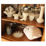 Lot of Fenton hobnail milk glass includes,