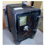Antique black lacquered combination safe