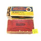 Lot, vintage .38 Short rimfire cartridges,