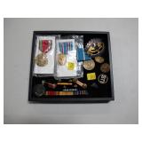 Lot, U.S. ribbons, medals, U.S. Customs badge