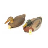 2- Ken Harris signed mallard drake and hen, ca.
