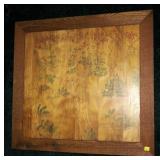 Deer scene on wood, framed