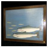 Oil on board, 27" x 35" primitive style paitning