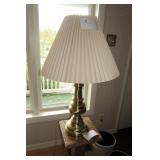 Pair of brass table lamps, 30" H.
