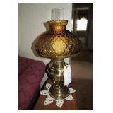 21" H lamp with amber glass shade