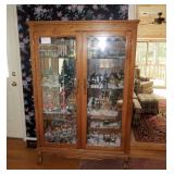 44.5" oak 2-door lighted china/display cabinet.
