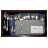 Set of 11 coin silver extra plate teaspoons