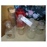 Lot, assorted glass jars,