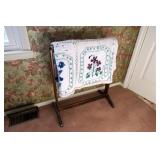 25" Pine quilt rack with afghan
