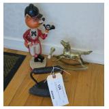 Lot, cast iron fox hound door stop, sad iron,