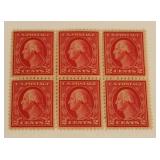 U.S. #332 Mint Never Hinged, 6 each (block of 6)