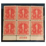 U.S. #698 Plate Block of 6 Mint Never Hinged