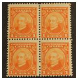 Canada #141, #142 Blocks of 4 Mint Never Hinged