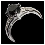 10K White gold 1.95 ct. round brilliant cut black