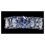 10K White gold five-stone modified oval tanzanite