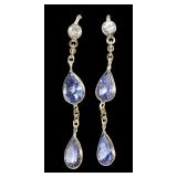 10K Yellow gold tanzanite and white topaz drop