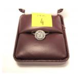 14K White gold diamond halo style ring, approx.