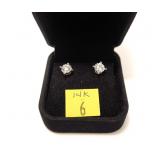14K White gold diamond stud earrings, approx.