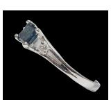 14K White gold 0.50 ct. princess cut fancy blue