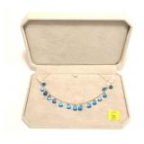 10K Yellow gold blue topaz briollet cut necklace,
