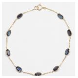 14K Yellow gold oval cut 9-sapphire bracelet,