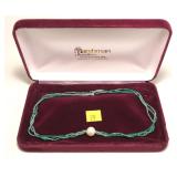 Sterling silver 16" green agate triple strand