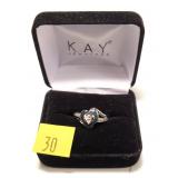 Sterling silver blue and white diamond heart