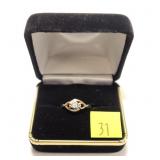 Sterling silver swirl style diamond ring, approx.