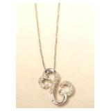 Sterling silver open heart diamond pendant with