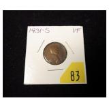 1931-S Lincoln cent, VF