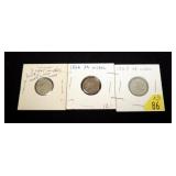 3- U.S. Copper nickel 3-cent pieces: 2-1866, 1867