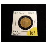 1883 $5 Gold Liberty Half Eagle