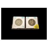 2- Barber half dollars: 1892, 1893