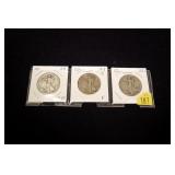 3- Walking Liberty half dollars: 1918, 1918-D,