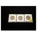 3- Walking Liberty half dollars: 1920, 1920-D,