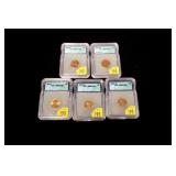 5- Lincoln cents, slab certified MS-65 and MS-66: