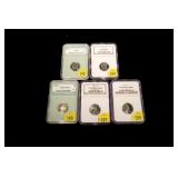 5- Jefferson nickels, slab certified Proof-67